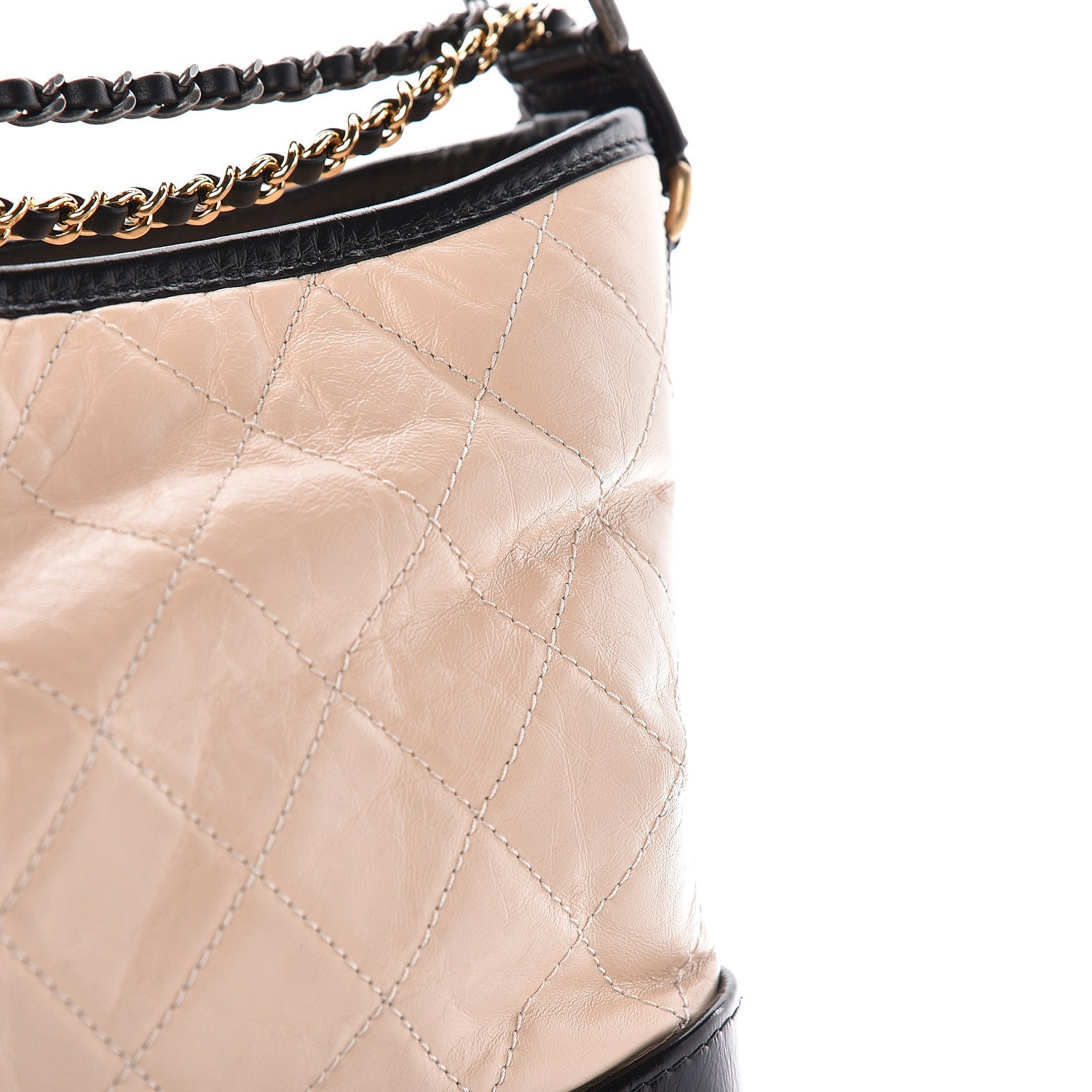 Chanel Aged Calfskin Quilted Medium Gabrielle Hobo Beige Black 9 of 16
