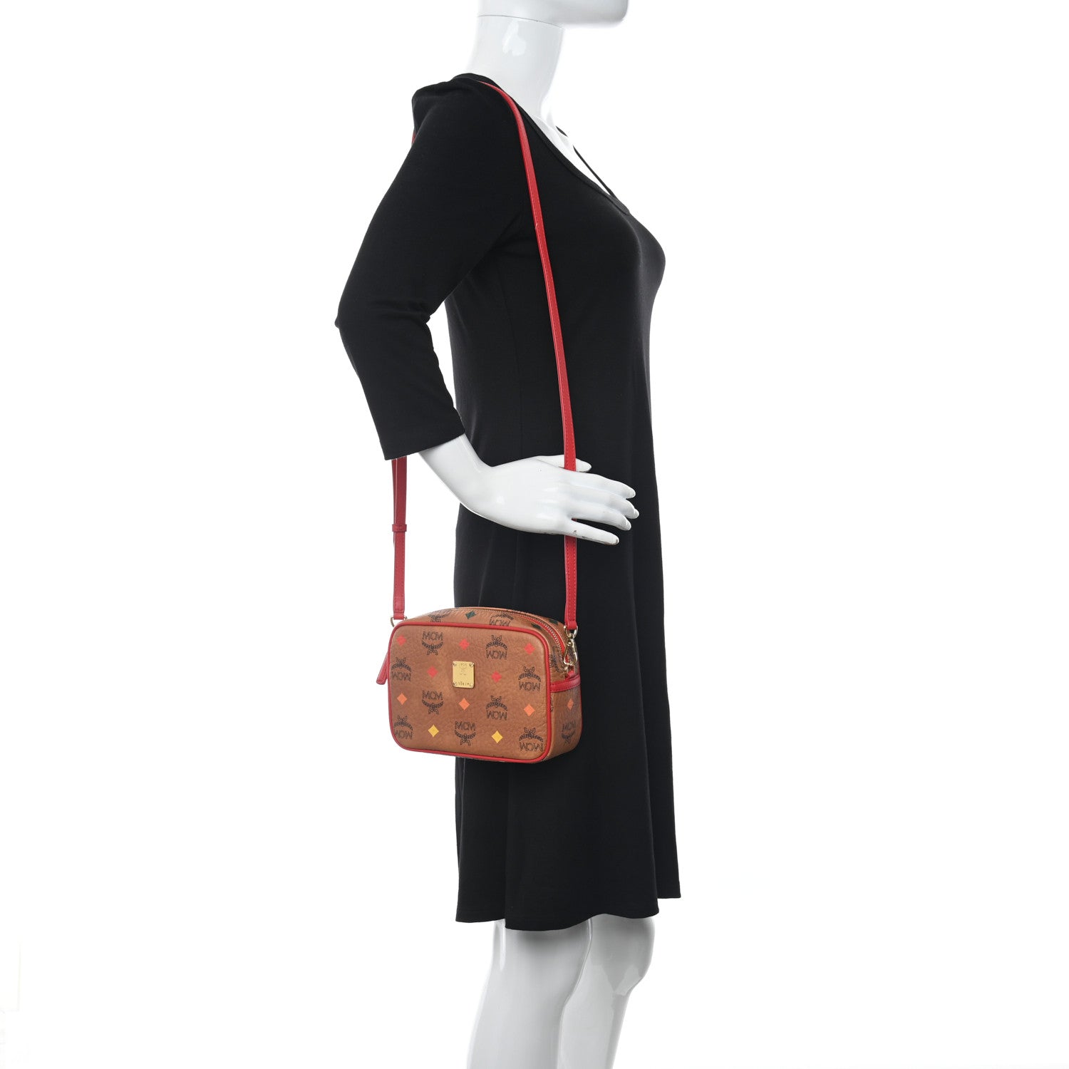 MCM Skyoptic Visetos Spectrum Diamond Camera Bag Cognac Red 2 of 12