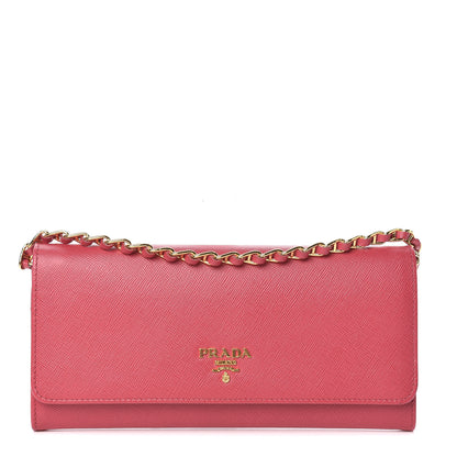 Prada Saffiano Metal Oro Chain Wallet Peonia 1 of 12