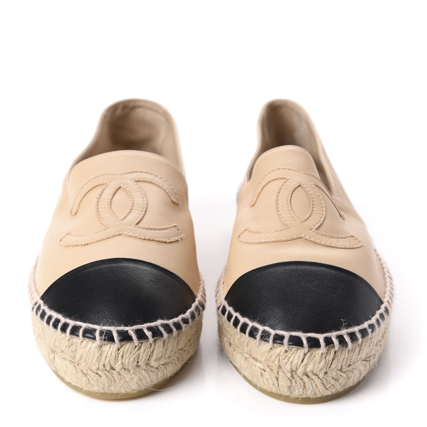Chanel Lambskin CC Espadrilles 37 Beige Black 2 of 11