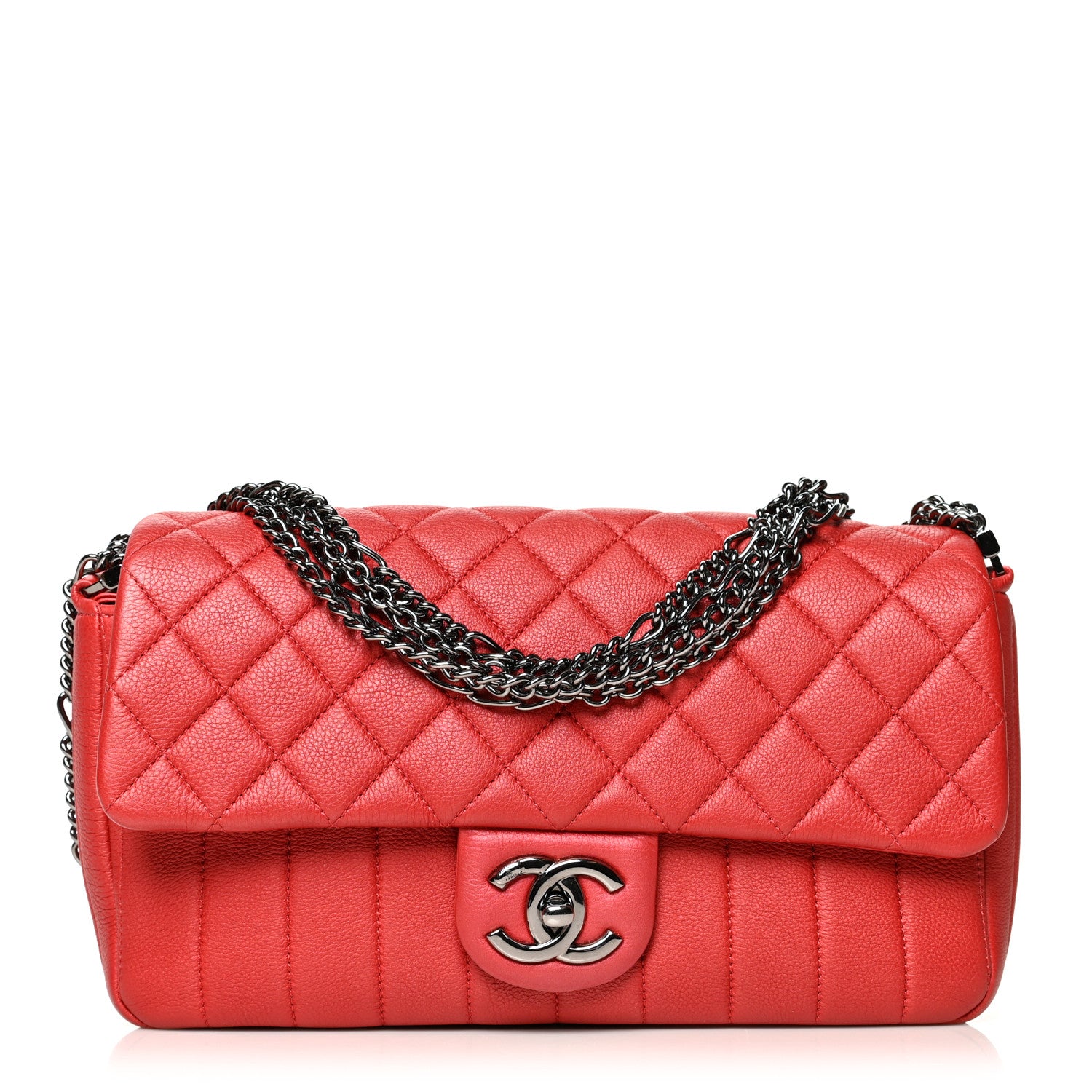 Chanel Calfskin Quilted Multi Chain Flap Red 1 of 11