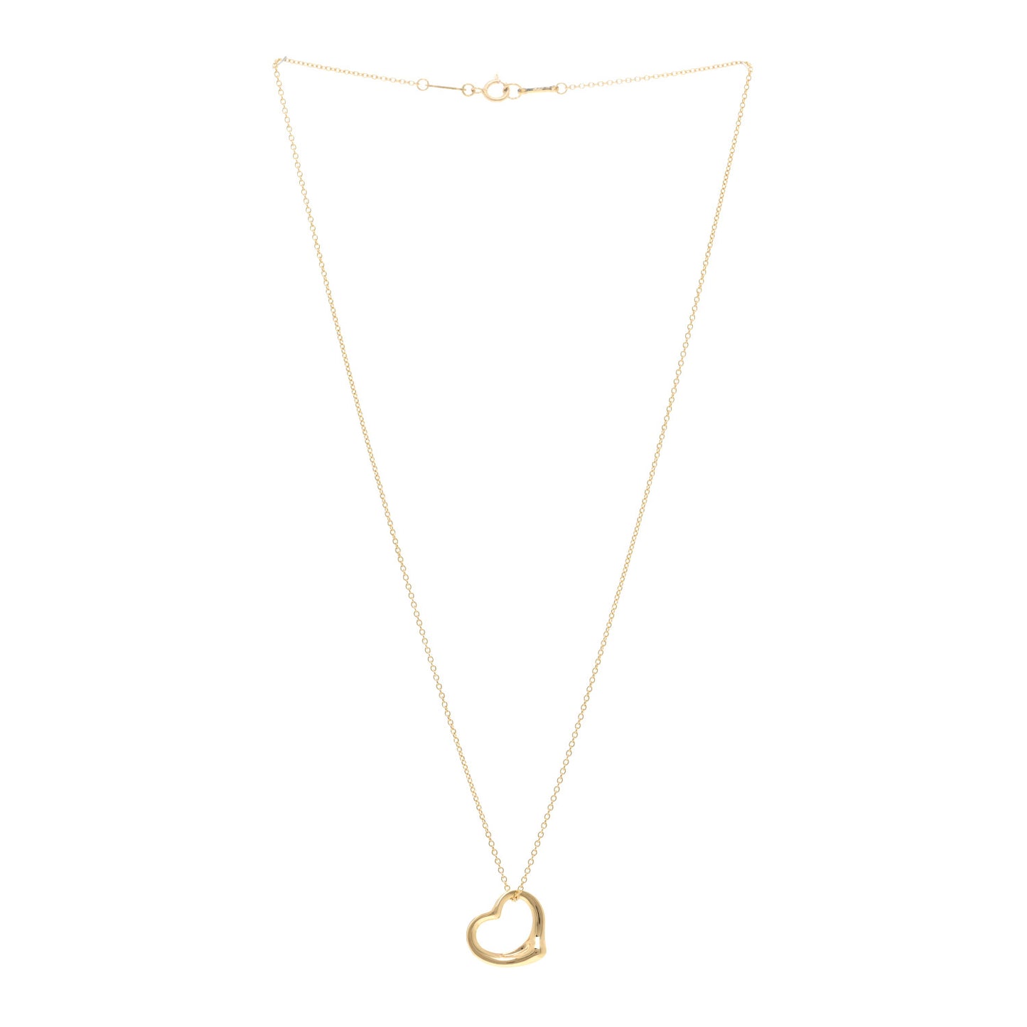 18K Yellow Gold 16mm Elsa Peretti Open Heart Pendant Necklace