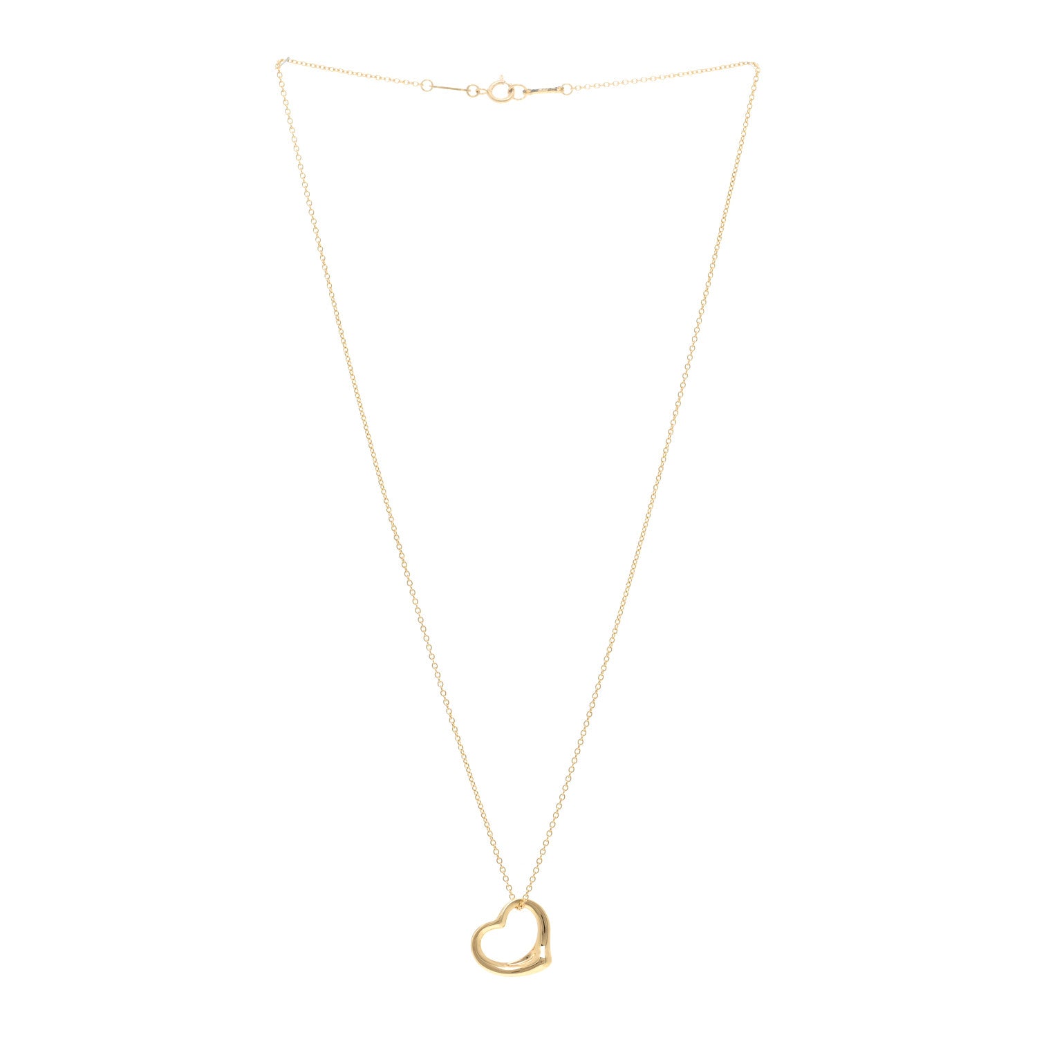 Tiffany 18K Yellow Gold 16mm Elsa Peretti Open Heart Pendant Necklace 3 of 6