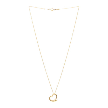 Tiffany 18K Yellow Gold 16mm Elsa Peretti Open Heart Pendant Necklace 3 of 6