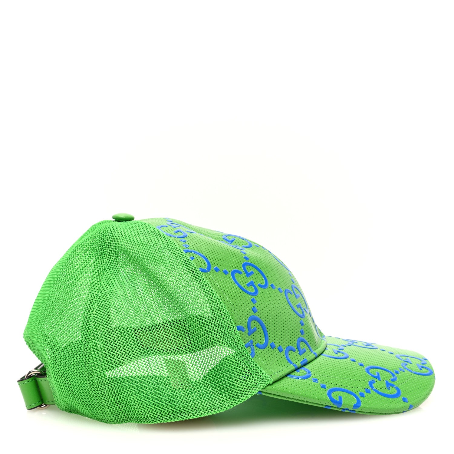 Gucci Calfskin Mesh GG Tennis Embossed Gary Baseball Hat L Green 6 of 8