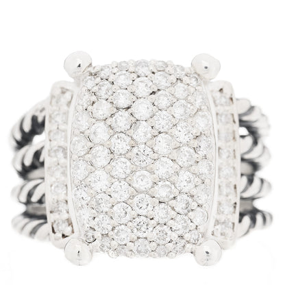 David Yurman Sterling Silver Diamond 16mm Wheaton Ring 56 7.5 1 of 4