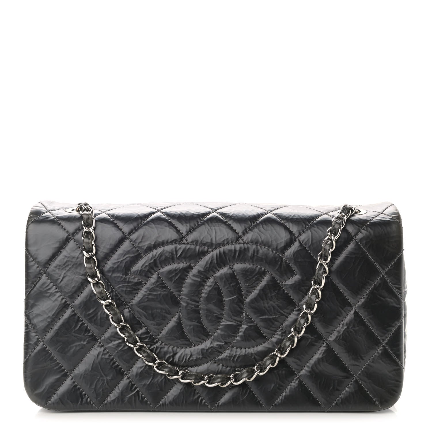 Chanel Glazed Calfskin Quilted CC Single Flap Black 1 of 11