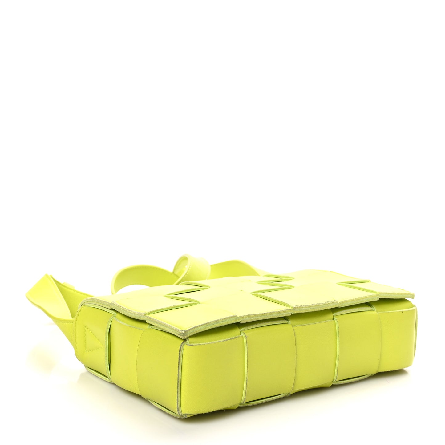 Lambskin Maxi Intrecciato Cassette Crossbody Bag Acid Kiwi