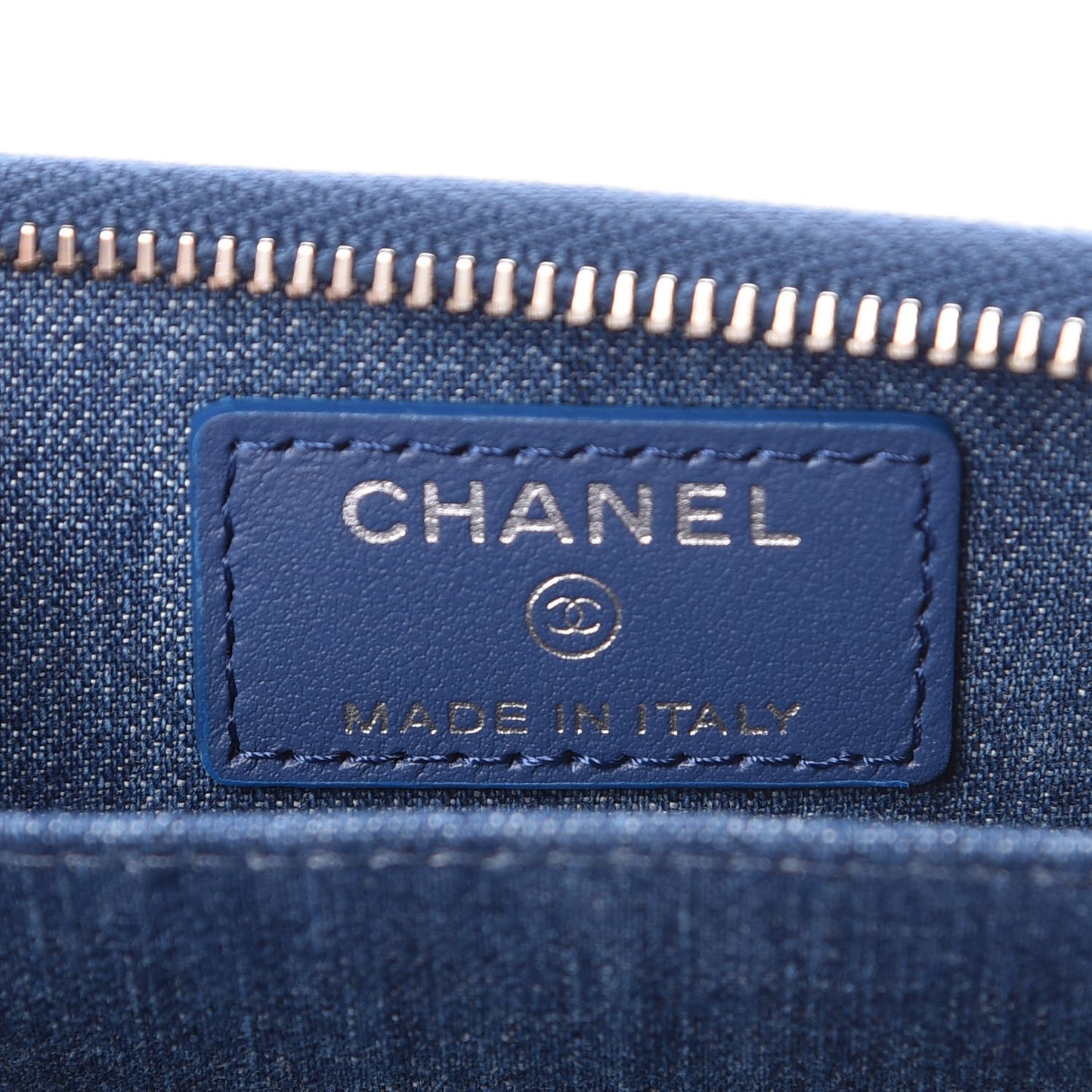 Denim Quilted Zip Coin Purse Blue