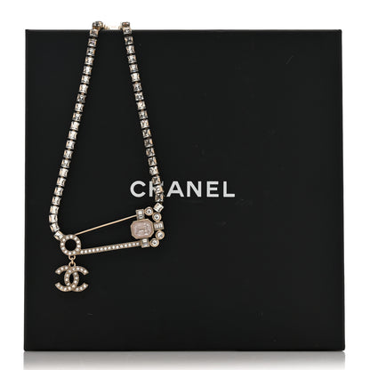 Chanel Crystal Pin Necklace Gold Pink 5 of 5