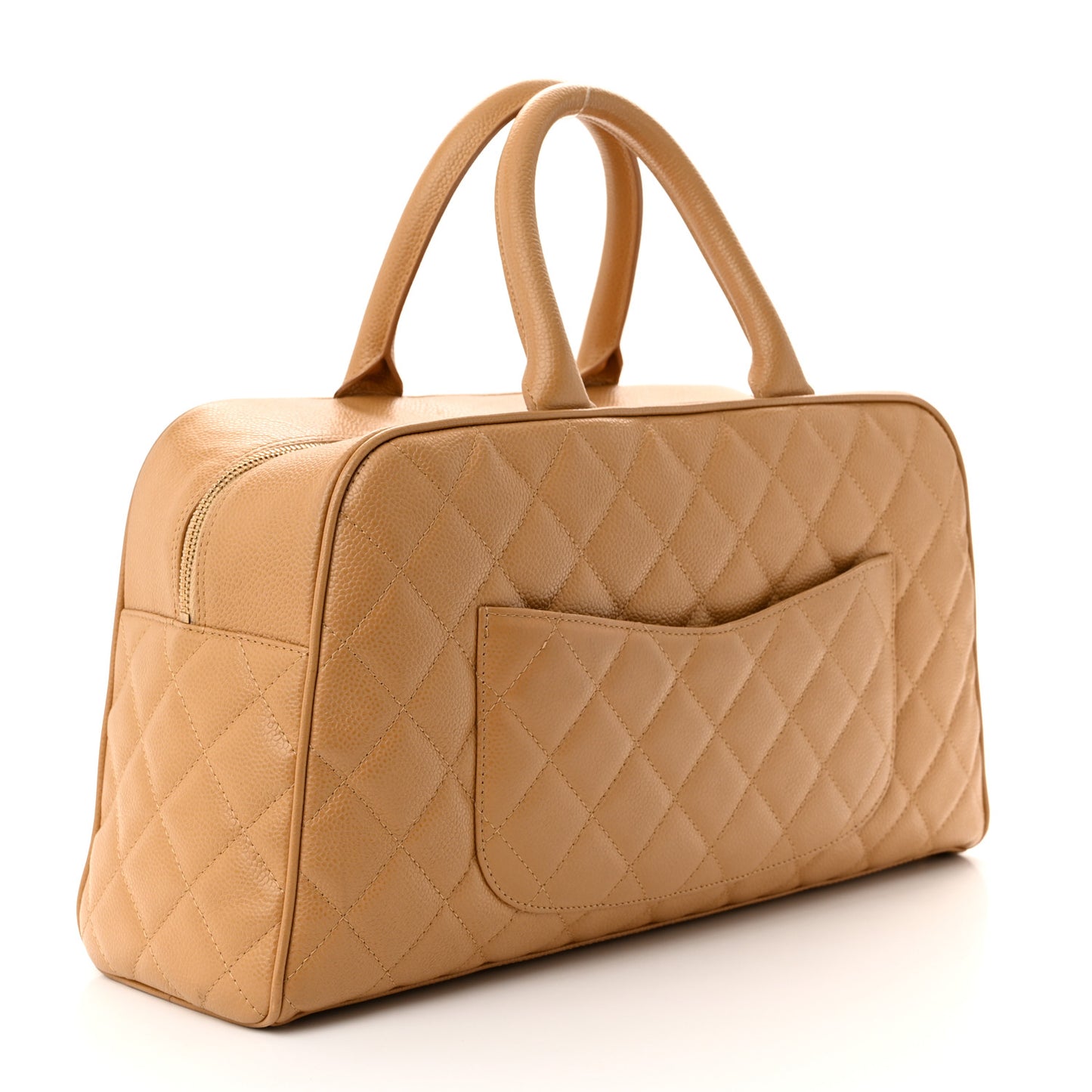 Caviar Quilted Large Bowler Bag Beige