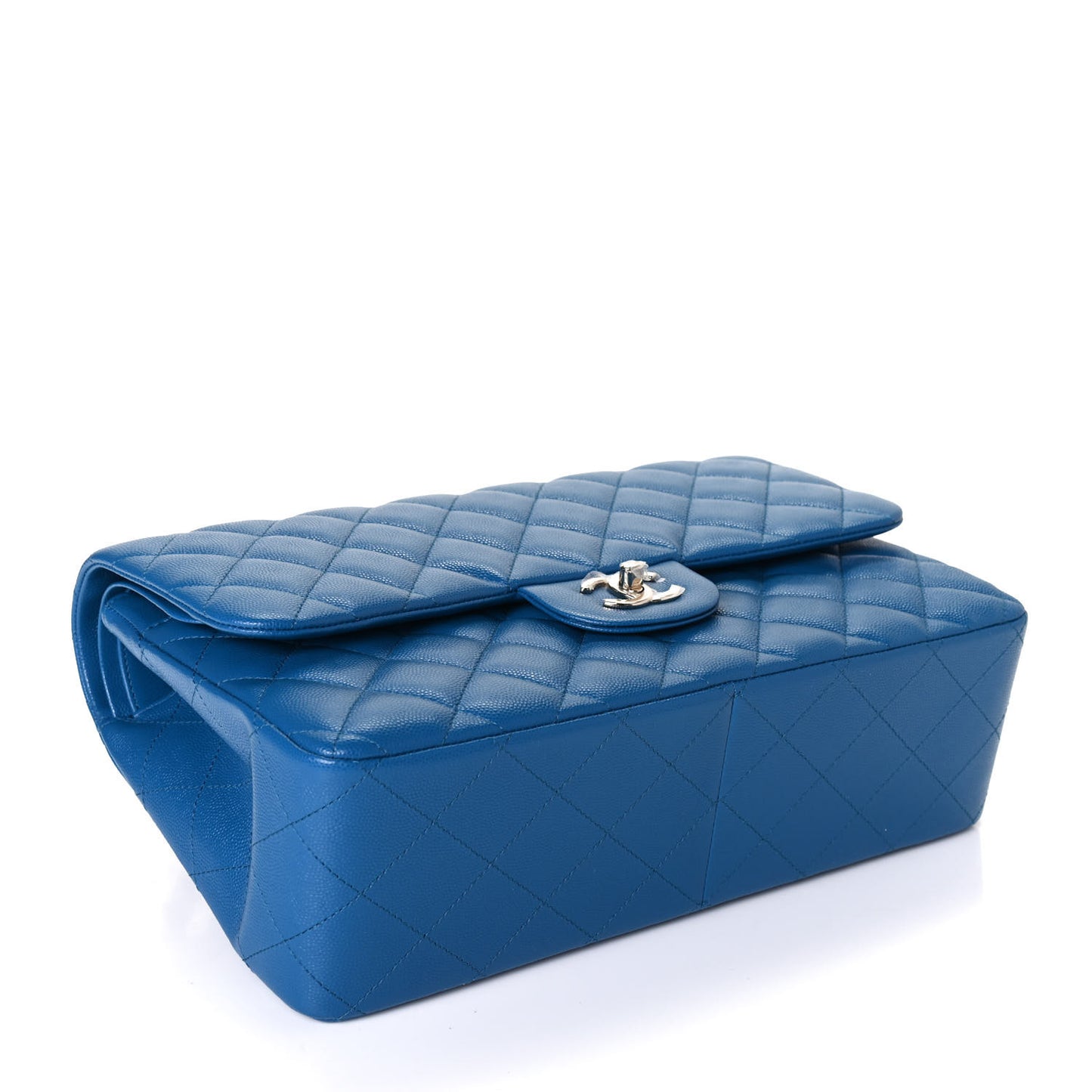 Caviar Quilted Jumbo Double Flap Blue
