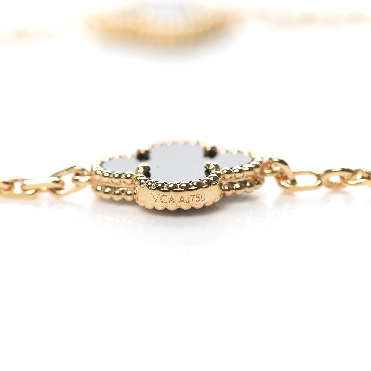 Van Cleef & Arpels 18K Yellow Gold Black Onyx 10 Motifs Vintage Alhambra Necklace 6 of 6