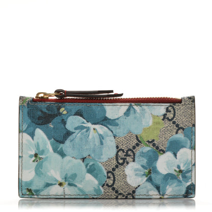 Gucci GG Supreme Monogram Blooms Coin Case Card Holder Beige Blue Navy Hibiscus Red 1 of 6