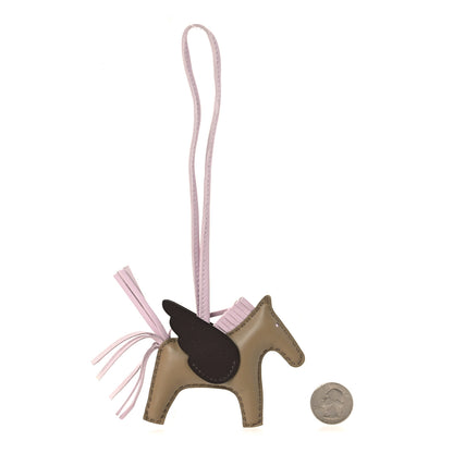Hermes Milo Lambskin Grigri Rodeo Pegase Horse Bag Charm PM Beige Marfa Mauve Pale Moka 2 of 5