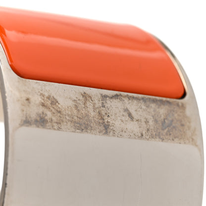 Hermes Enamel Clic Clac H Extra Wide Bracelet GM Orange Fruite White 6 of 7
