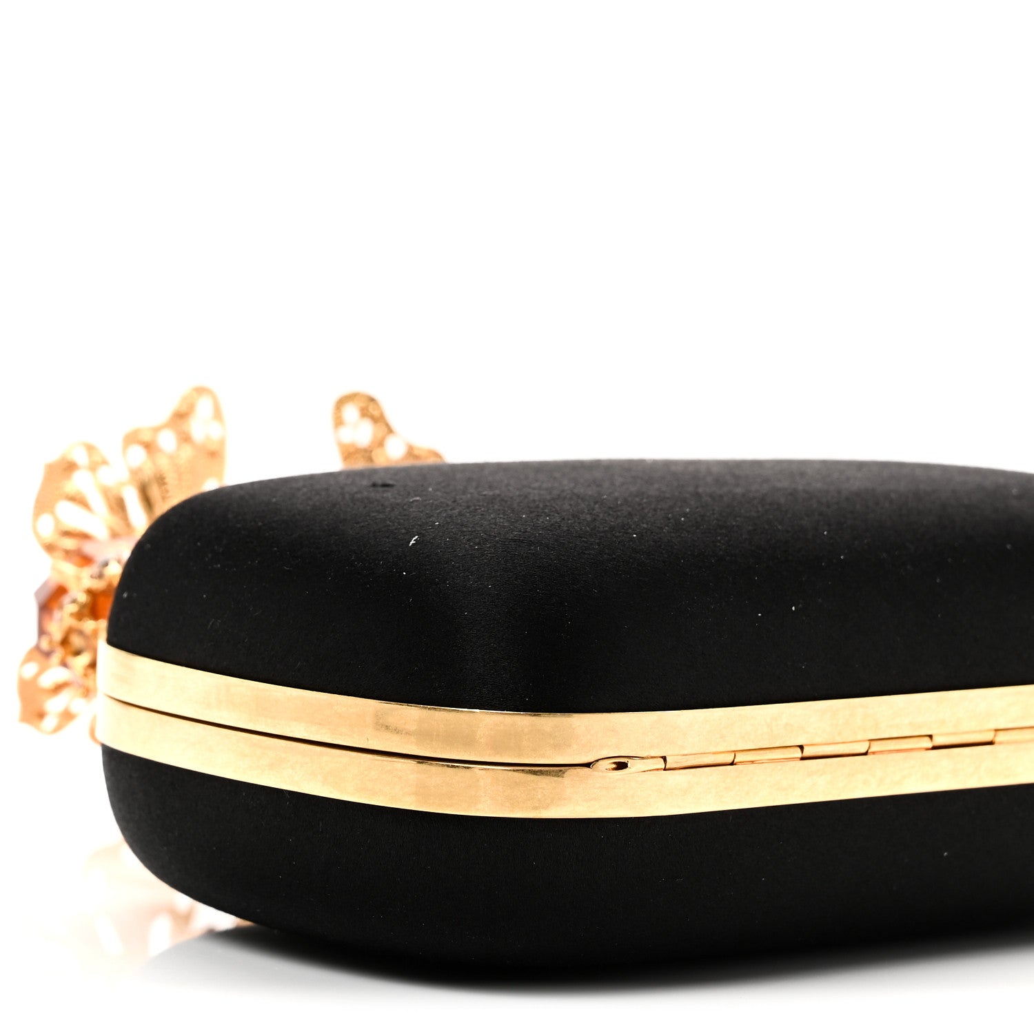Alexander McQueen Satin Butterfly Knuckle Duster Box Clutch Black 10 of 13