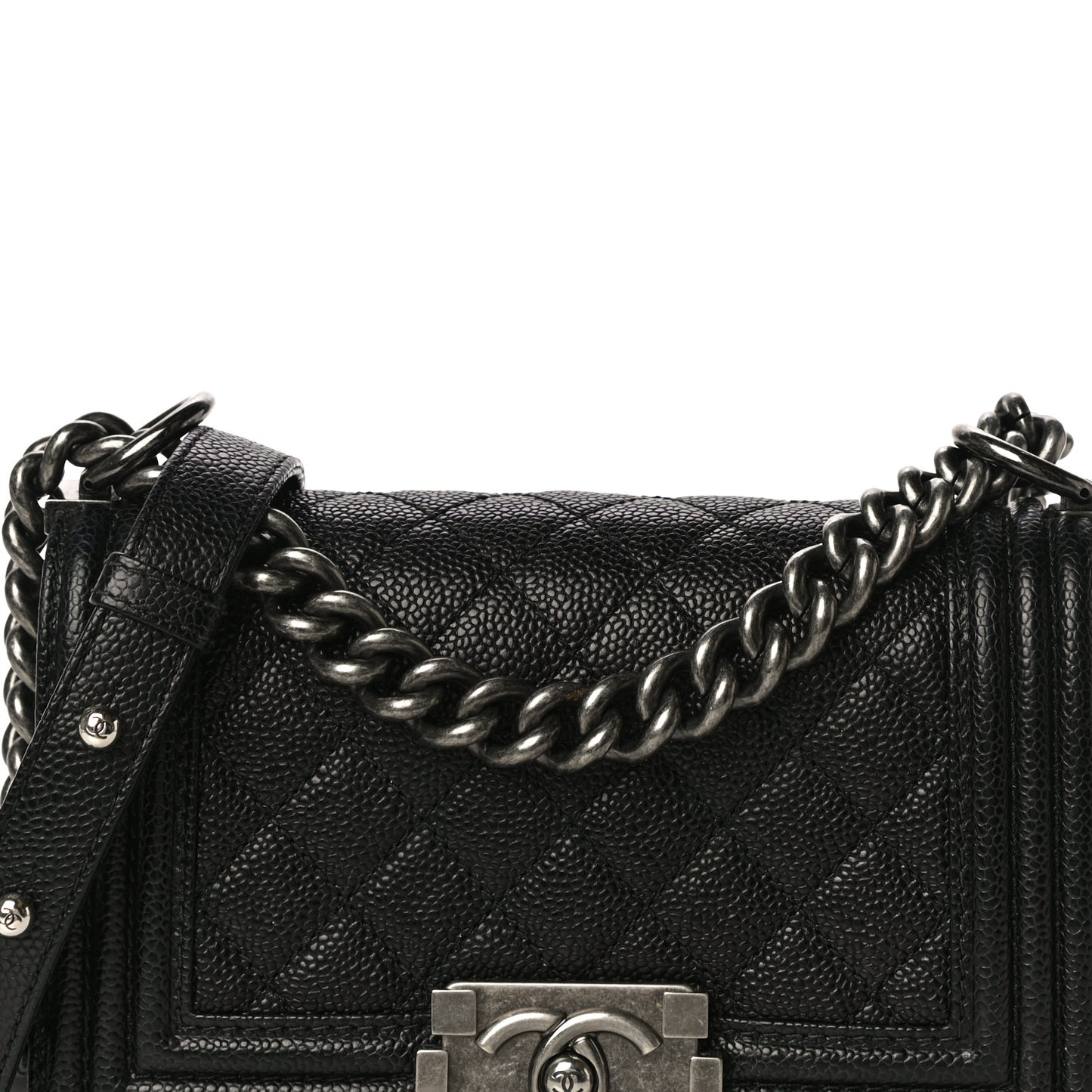 Caviar Quilted Small Boy Flap Black