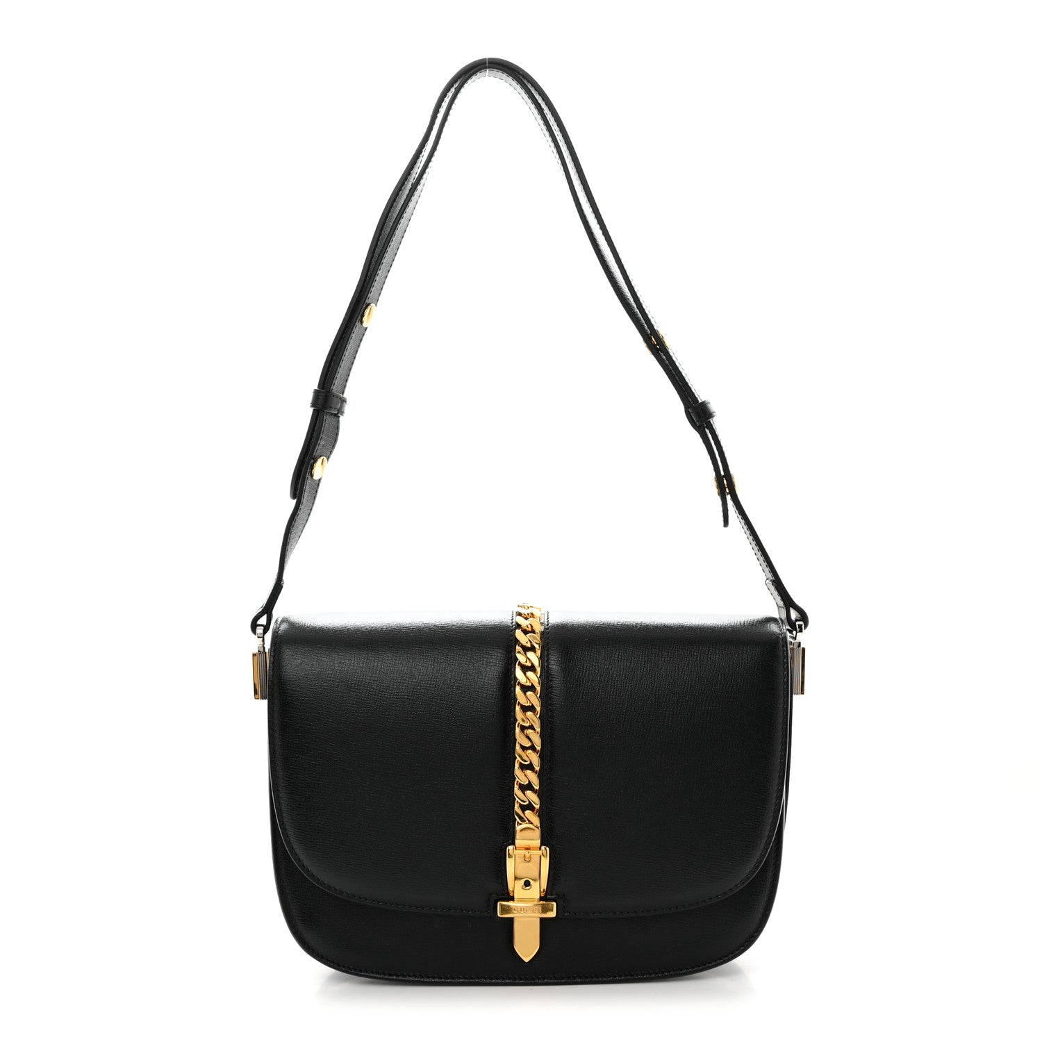 Gucci Azalea Calfskin Small Sylvie 1969 Flap Messenger Bag Black 1 of 11