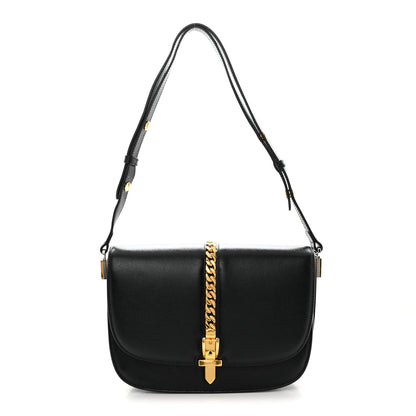 Gucci Azalea Calfskin Small Sylvie 1969 Flap Messenger Bag Black 1 of 11