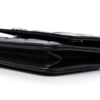 Chanel Caviar Quilted Crystal Enamel CC Wallet On Chain WOC Black 10 of 10