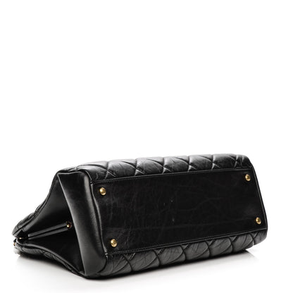 Chanel Aged Calfskin Large Just Mademoiselle Bowling Bag Black 4 of 8
