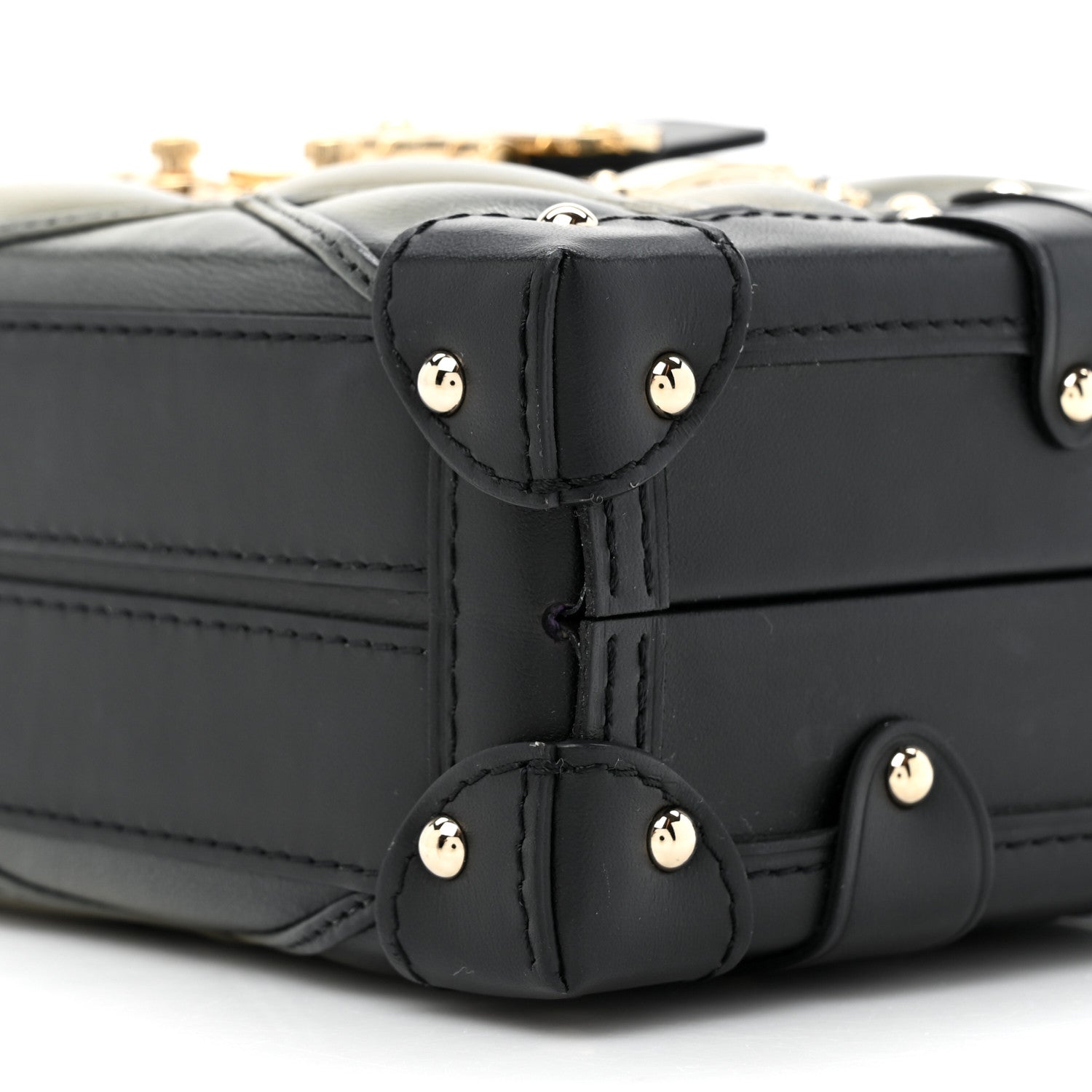 Louis Vuitton Lambskin Malletage Petite Malle Black Beige 8 of 9
