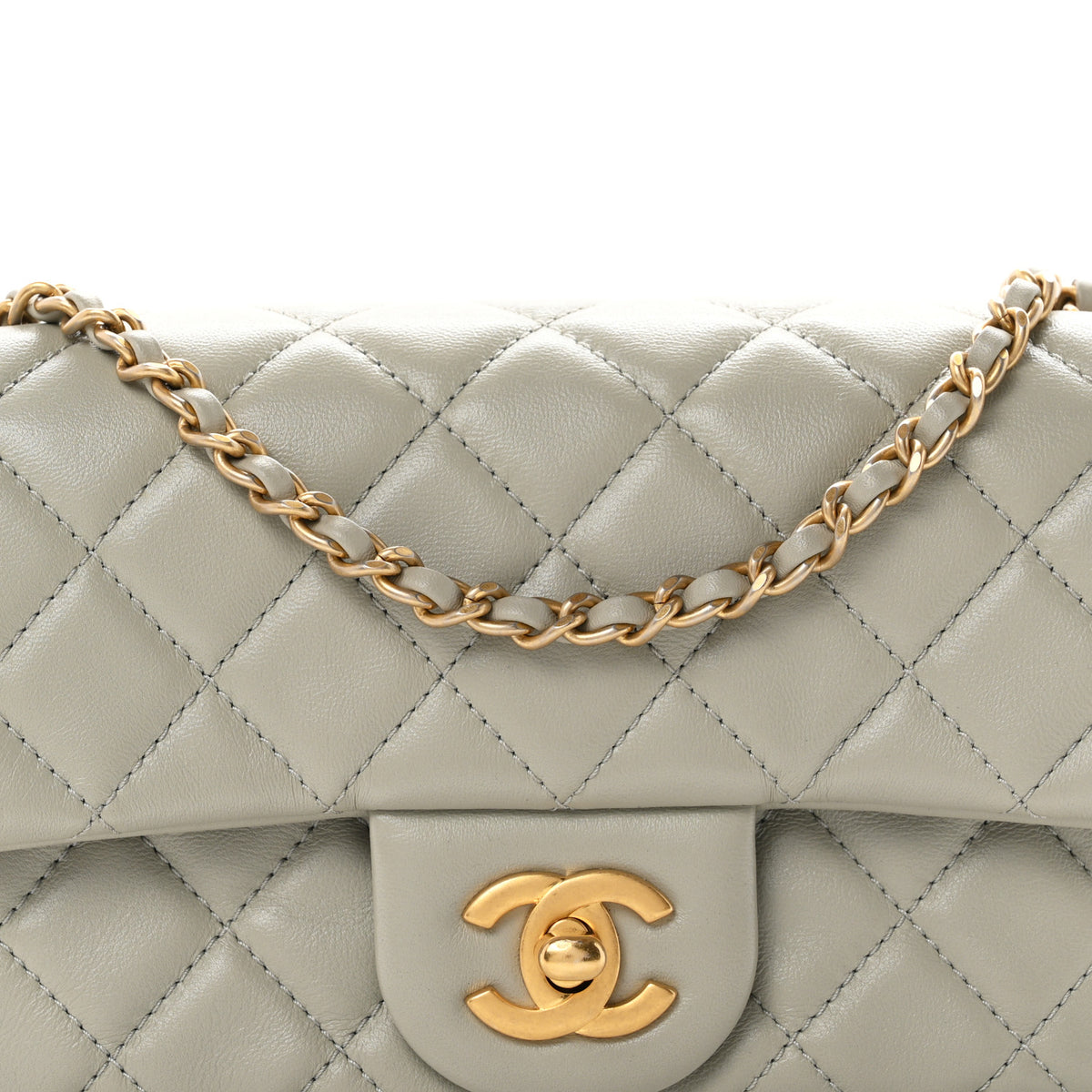 Chanel Lambskin Quilted Mini Rectangular Pearl Crush Flap Grey 8 of 11