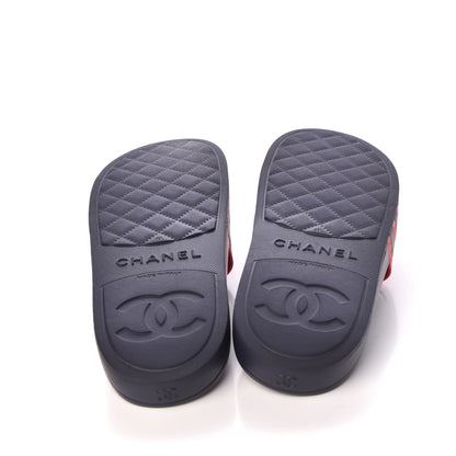 Chanel Rubber CC Flat Slide Sandals 41 Pink Red 5 of 10