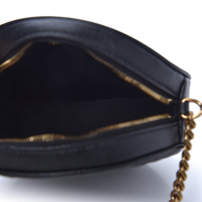 Saint Laurent Grain De Poudre Matelasse Chevron Quilted Round Vinyle Camera Bag Black 5 of 10