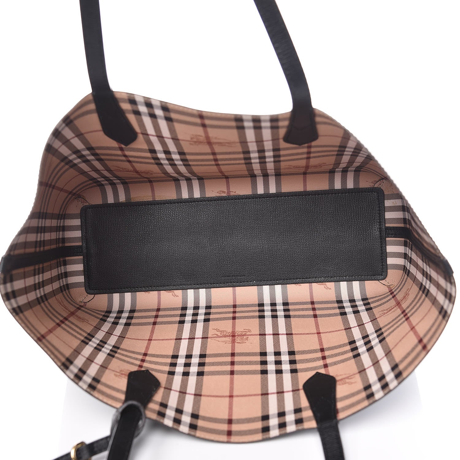 Burberry Grainy Calfskin Haymarket Check Medium Reversible Tote Black 10 of 21