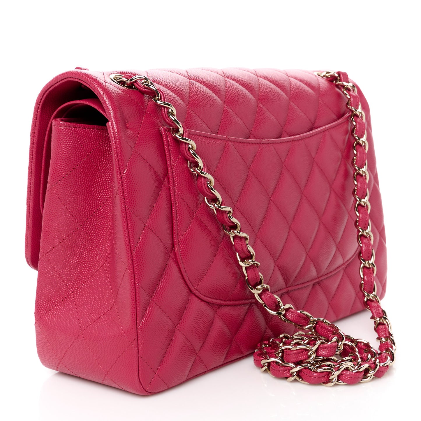 Caviar Quilted Jumbo Double Flap Dark Pink
