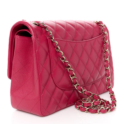Chanel Caviar Quilted Jumbo Double Flap Dark Pink 3 of 12