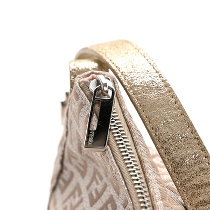 Fendi Metallic Jacquard Zucchino Vitello Pochette Cipria Argento Grigio 13 of 13