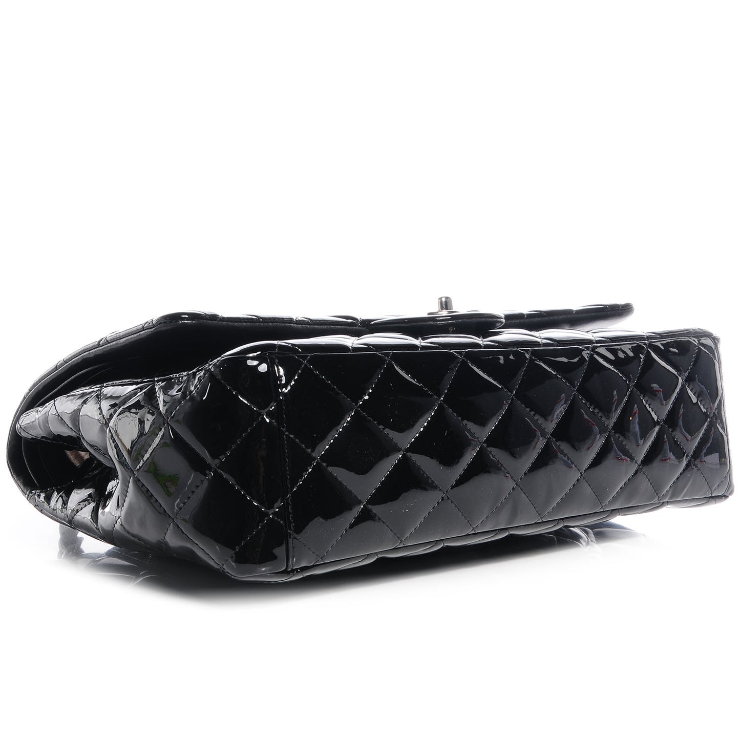 Patent Quilted Maxi Double Flap Black
