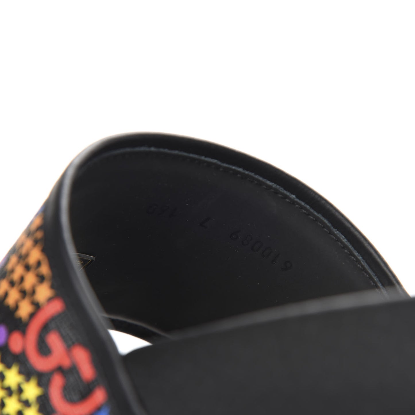 GG Supreme Monogram Psychedelic Mens Slide Sandals 7 Black Multicolor