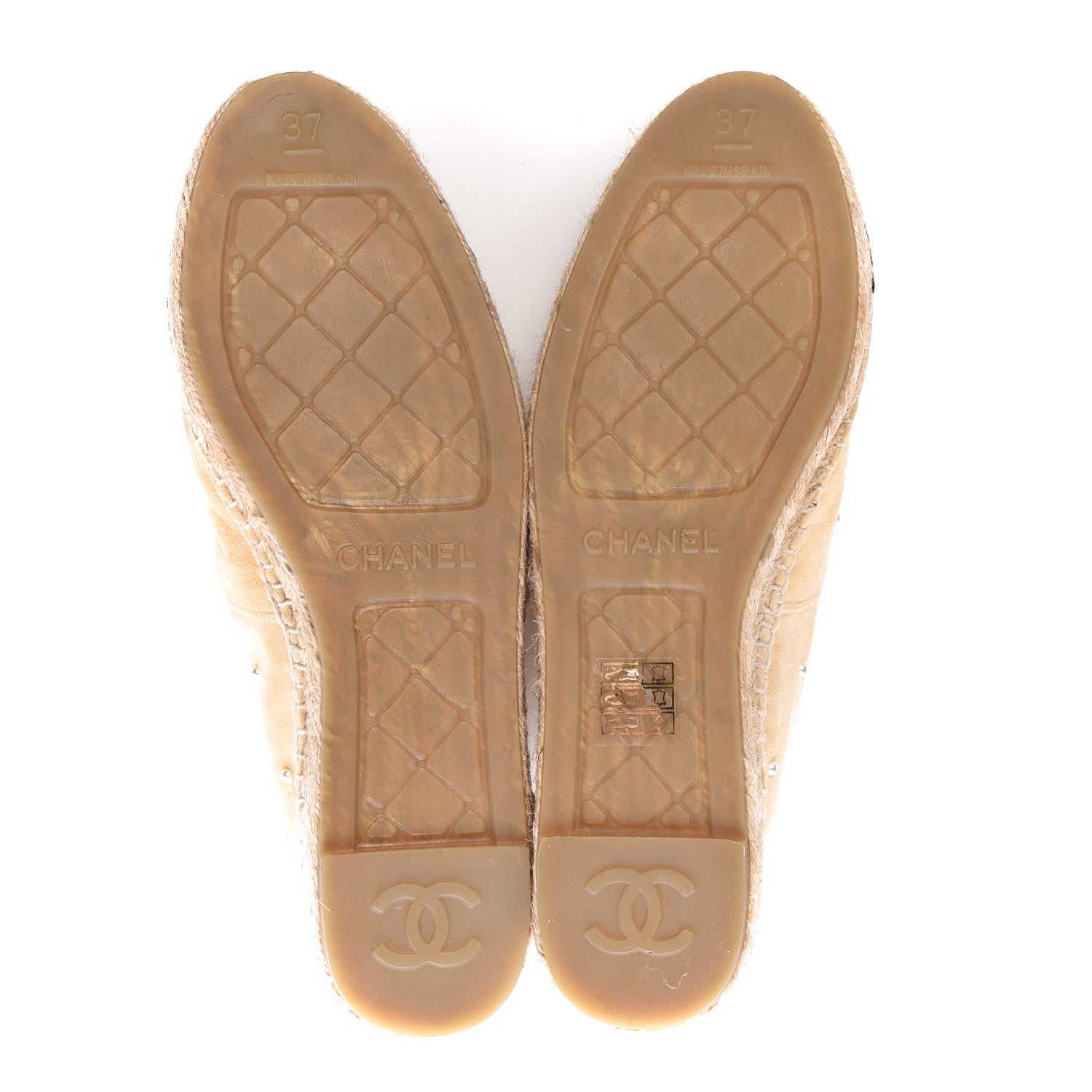 Chanel Suede Pearl CC Espadrilles 37 Beige Black 5 of 10