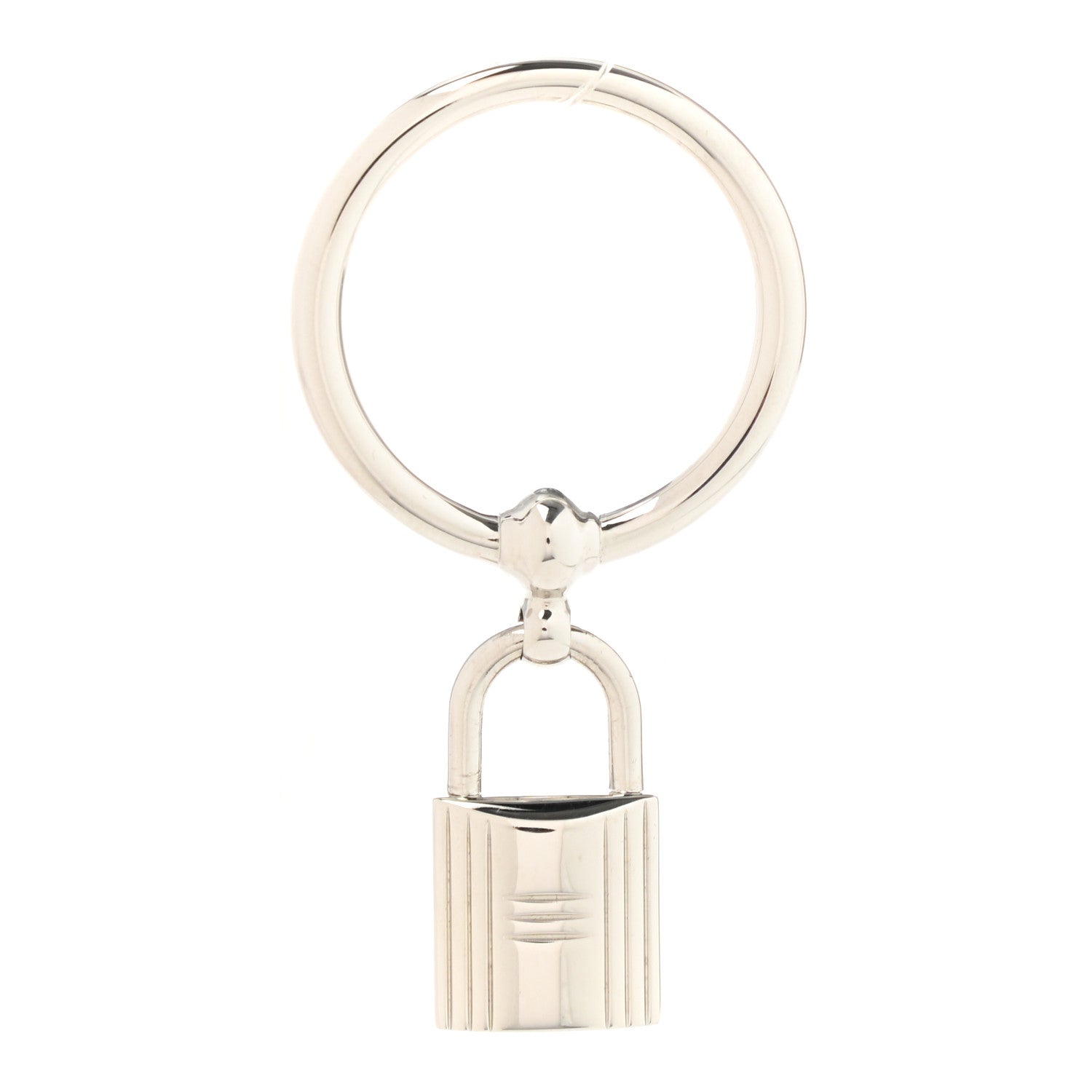 Hermes Palladium Loop Charms Cadenas Scarf Ring Silver 1 of 3