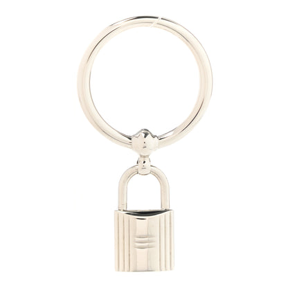 Hermes Palladium Loop Charms Cadenas Scarf Ring Silver 1 of 3