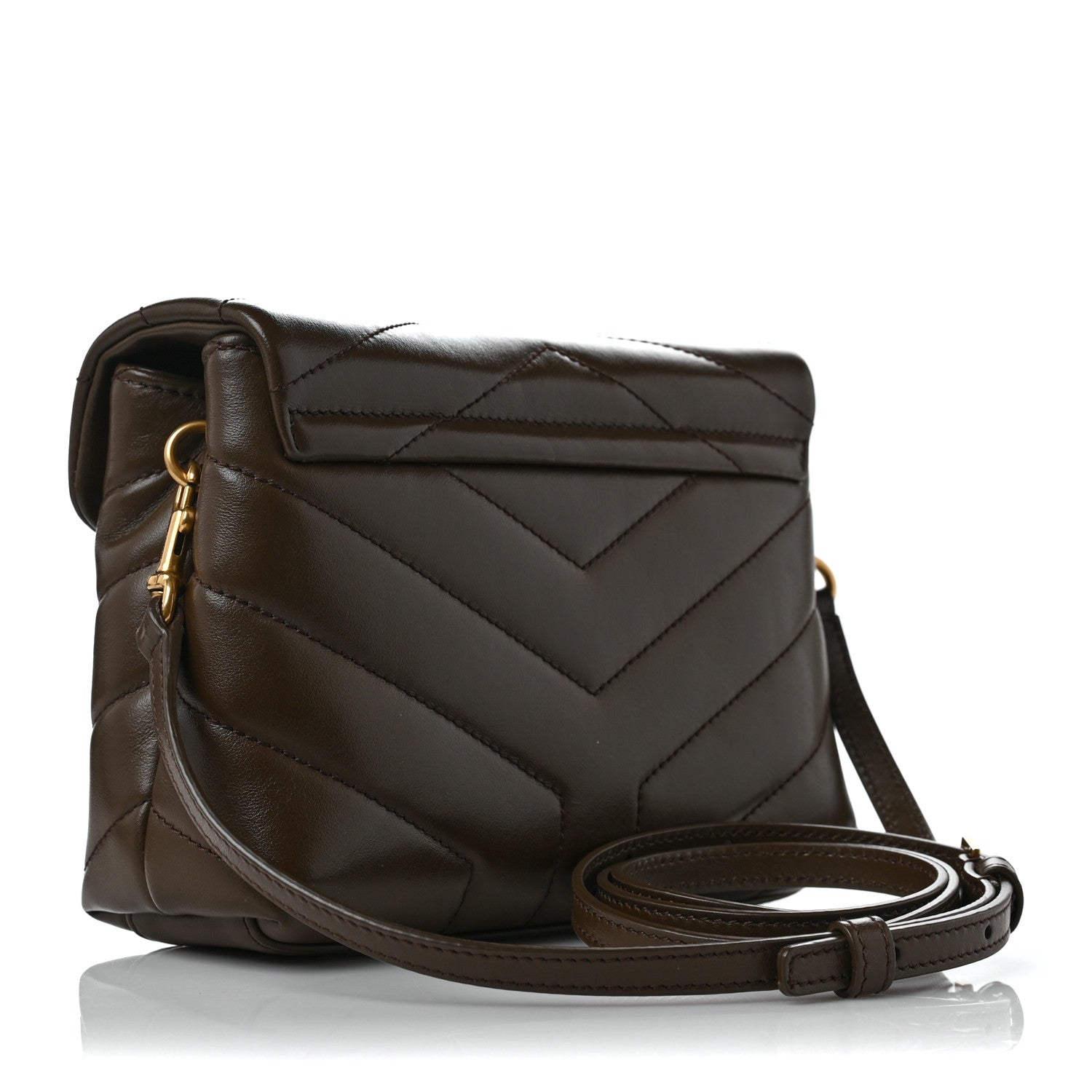 Saint Laurent Calfskin Y Quilted Monogram Toy Loulou Crossbody Bag Soil Brown 3 of 9