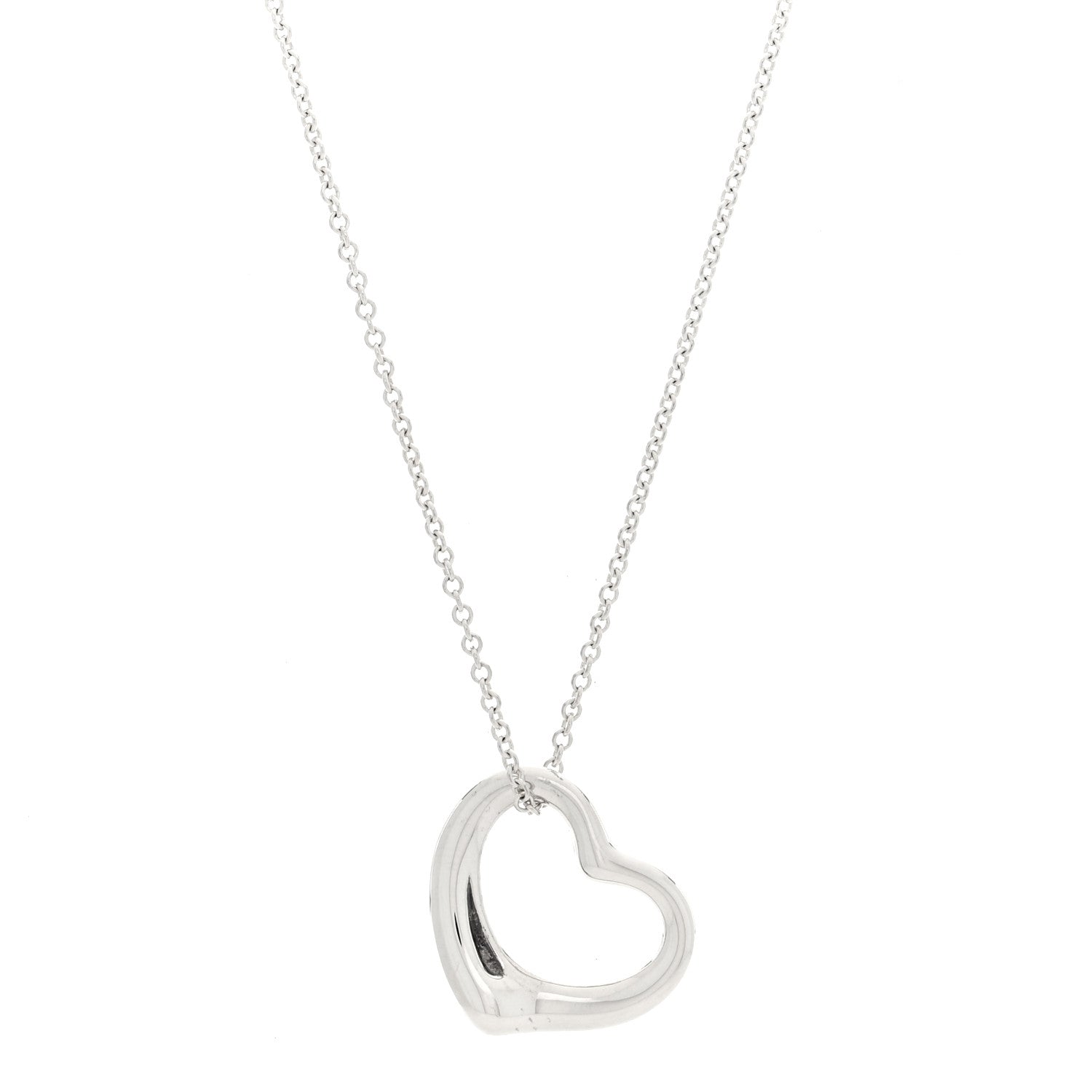 Tiffany Sterling Silver Elsa Peretti 22mm Open Heart Pendant Necklace 1 of 4