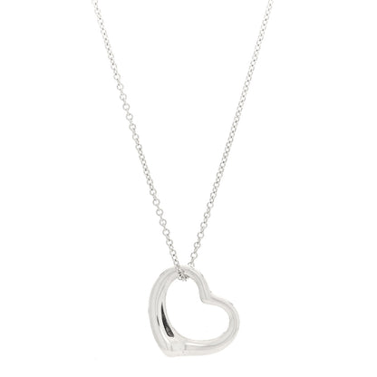 Tiffany Sterling Silver Elsa Peretti 22mm Open Heart Pendant Necklace 1 of 4
