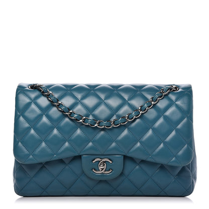 Chanel Lambskin Quilted Jumbo Double Flap Blue 1 of 12