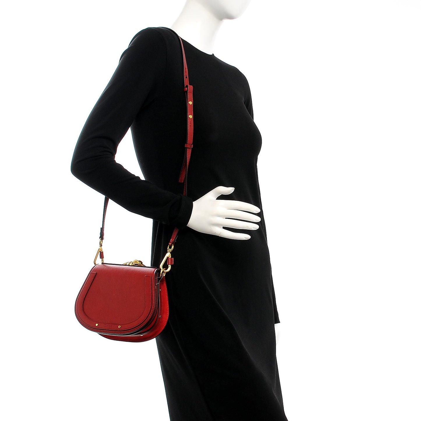 Calfskin Suede Small Nile Bracelet Bag Intense Red