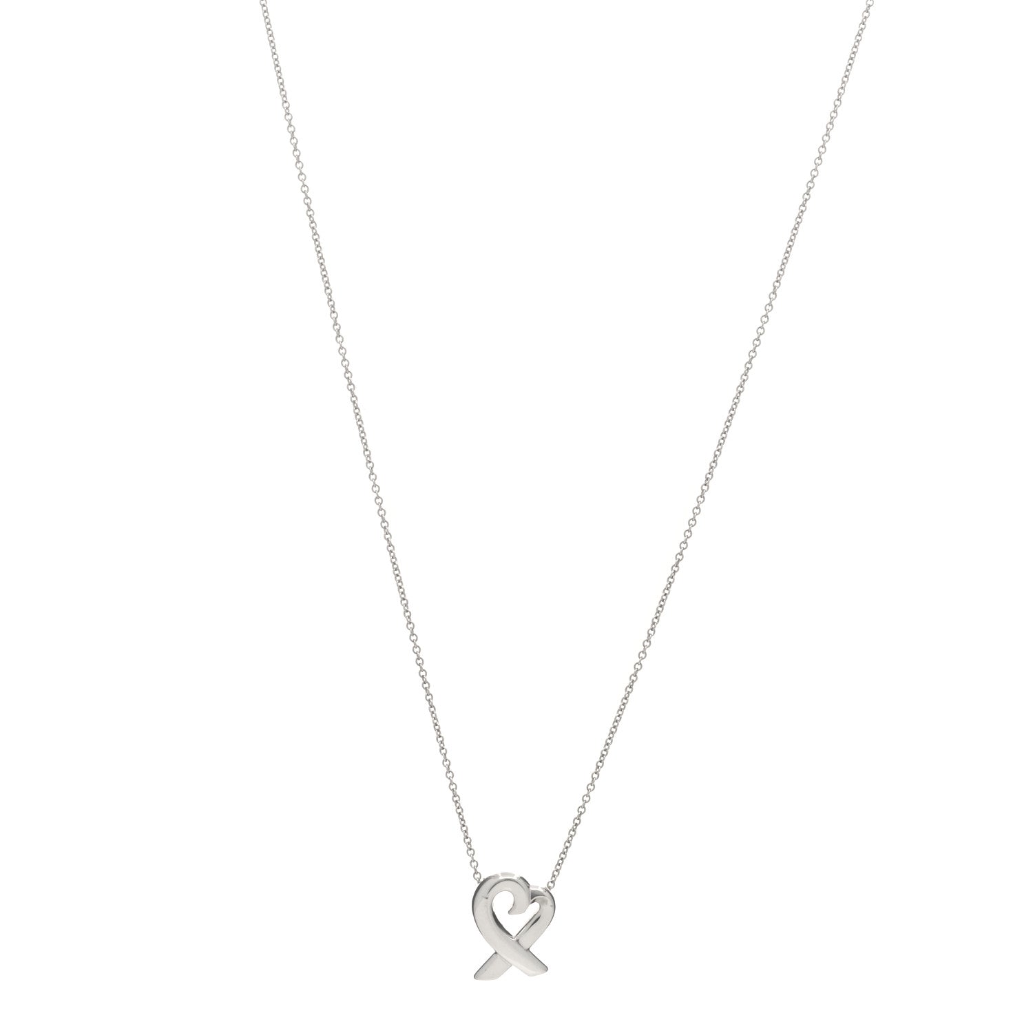 Tiffany Sterling Silver Small Paloma Picasso Loving Heart Pendant Necklace 1 of 4