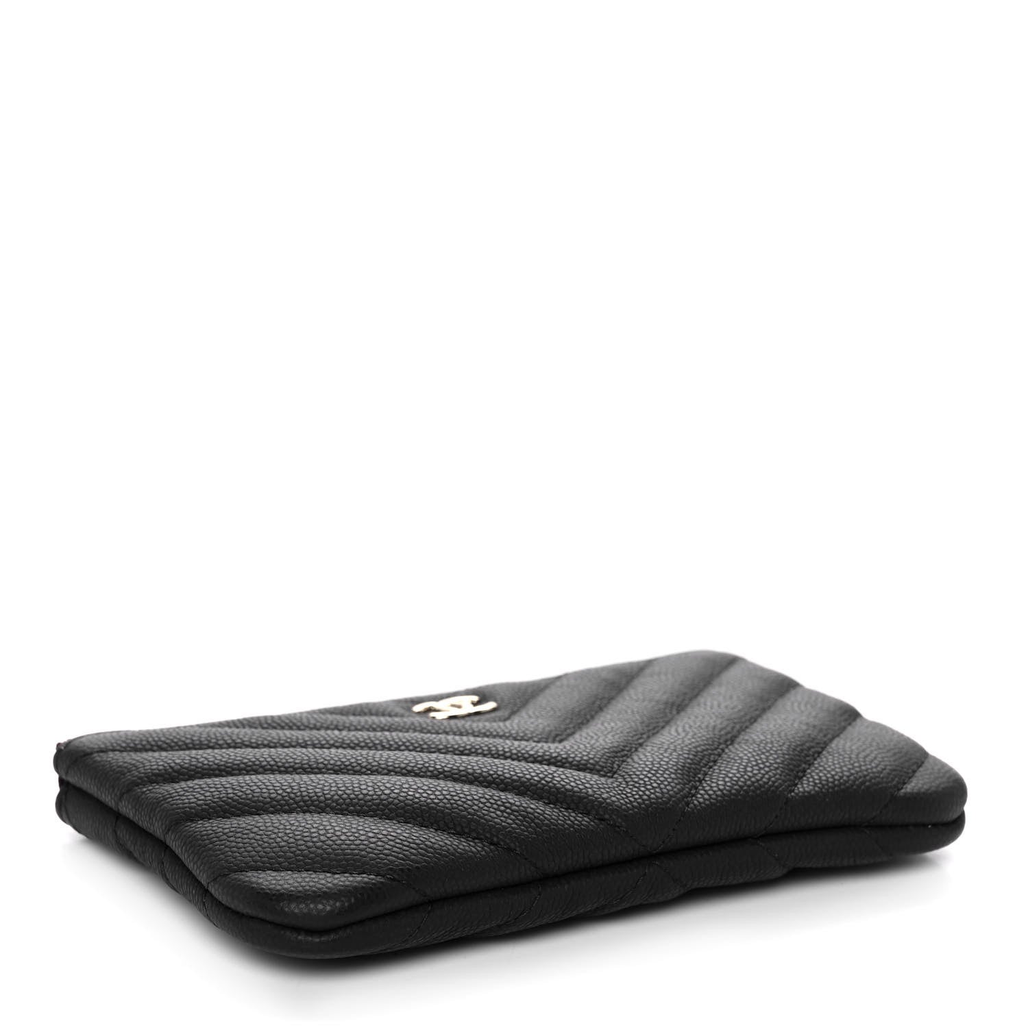 Chanel Caviar Chevron Quilted Small Cosmetic Case Black 4 of 11