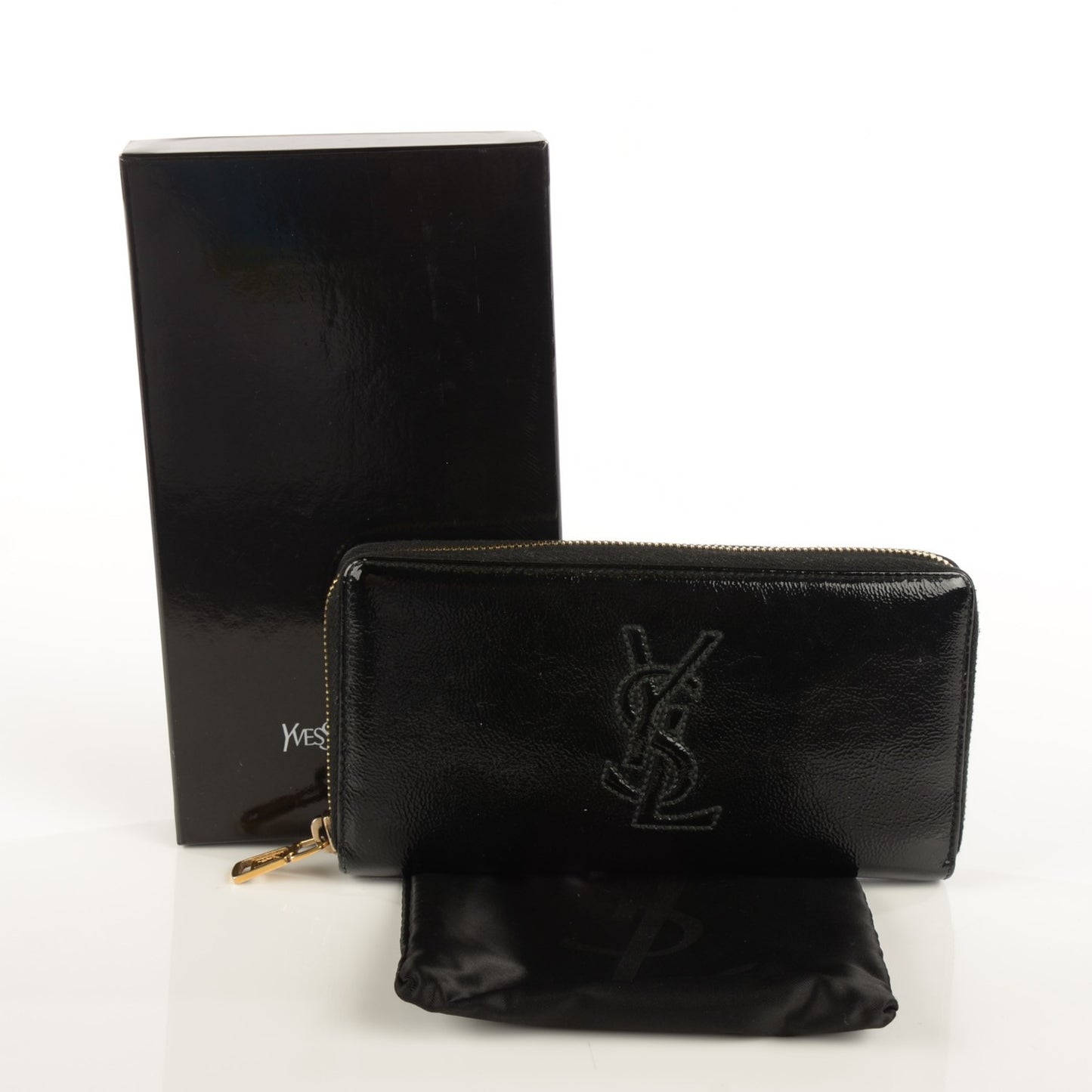 Textured Patent Monogram Belle De Jour Zip Around Wallet Black