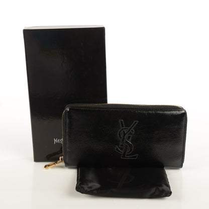Saint Laurent Textured Patent Monogram Belle De Jour Zip Around Wallet Black 5 of 9