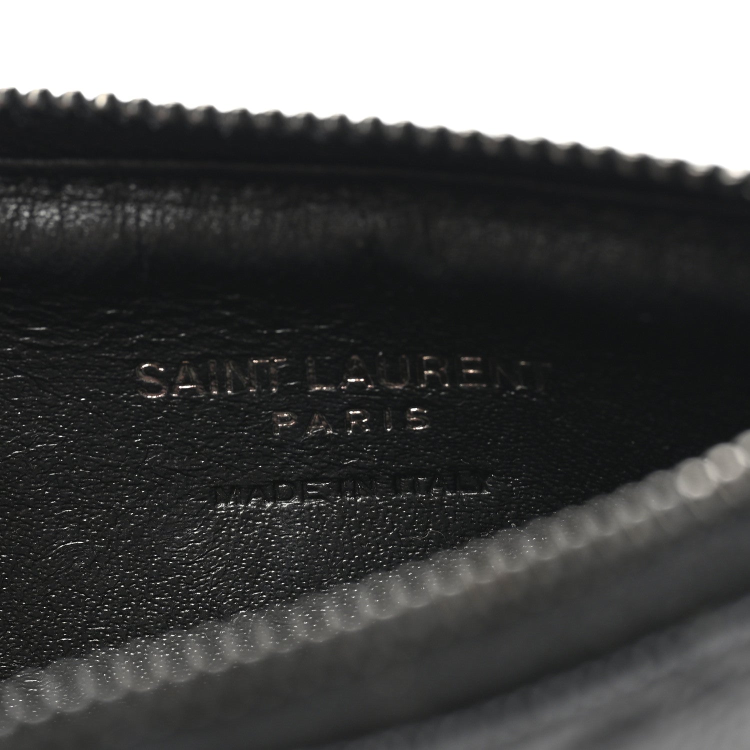 Saint Laurent Grain De Poudre Matelasse Chevron Monogram Fragments Zippered Card Case Black 5 of 7