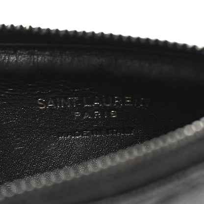 Saint Laurent Grain De Poudre Matelasse Chevron Monogram Fragments Zippered Card Case Black 5 of 7